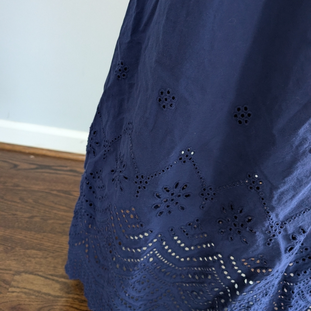 Women's Philosophy Navy Lace Eyelet Trim Bottom Midi Skirt Medium - Picture 3 of 6